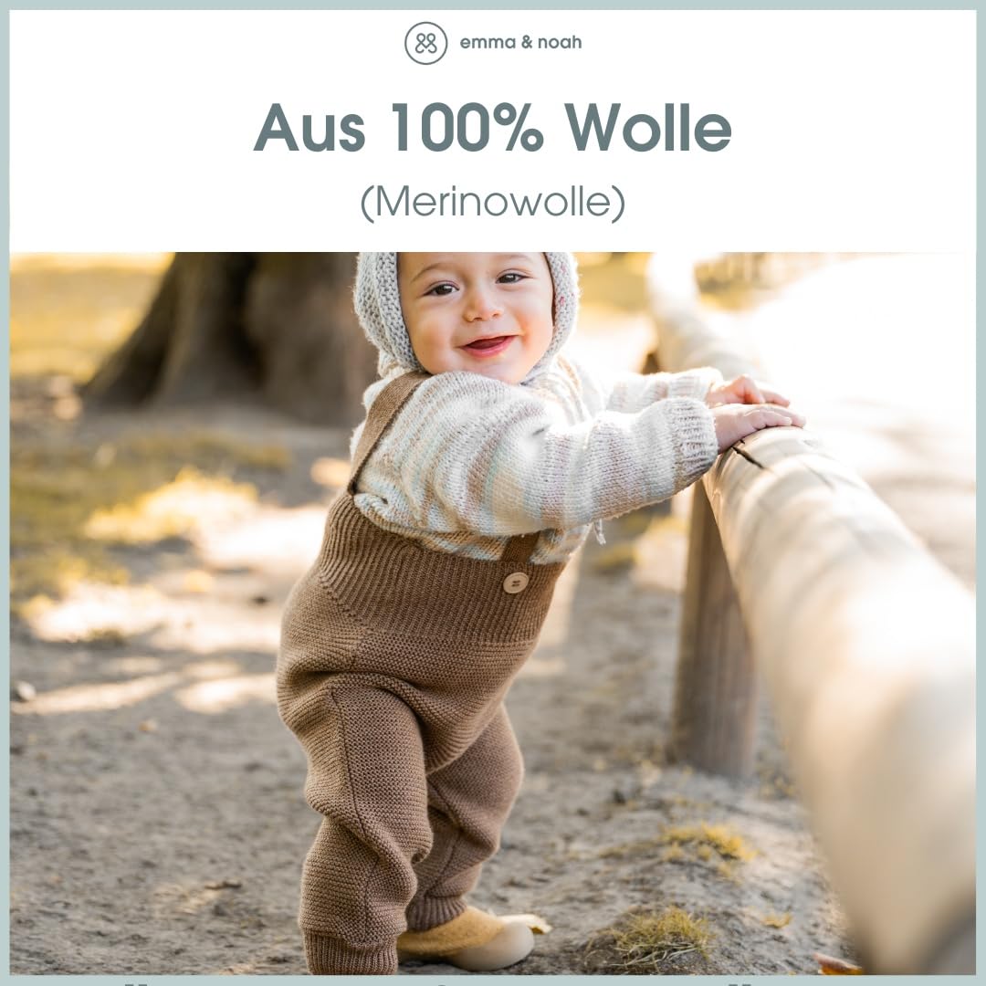 emma & noah Strickhose aus 100% Wolle (Merino), mitwachsend & weich, atmungsaktive Wollhose für Babys, ideal für Herbst & Winter Gr. 50–80
