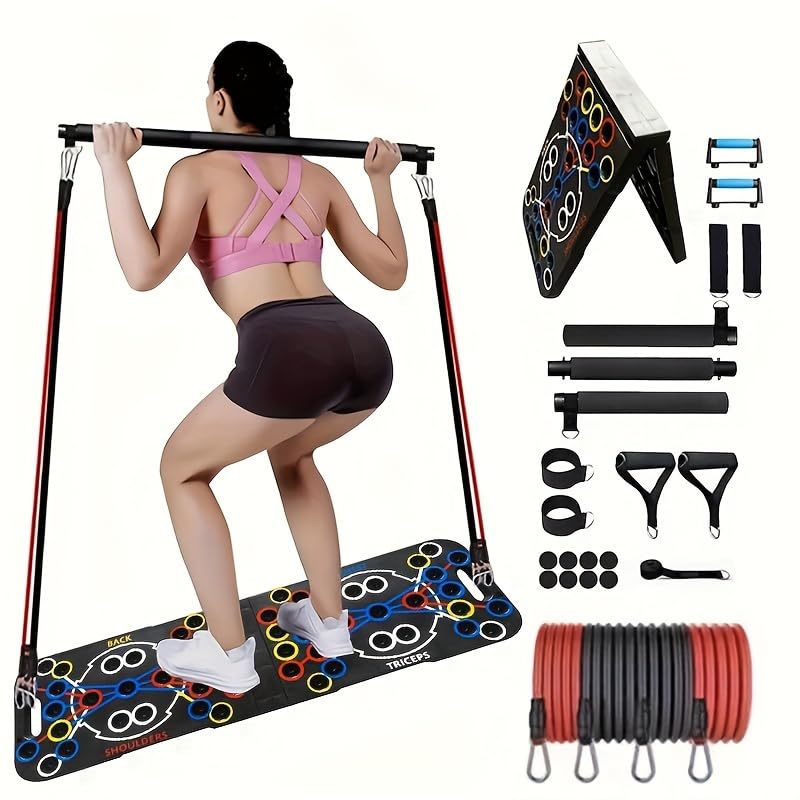 54-Loch Liegestützbrett - Multifunktions-Übungsgerät für das Home-Gym - Verstellbare Liegestützstangen für Brust-, Arm- & Kerntraining - Krafttrainingsgerät für Männer & Frauen