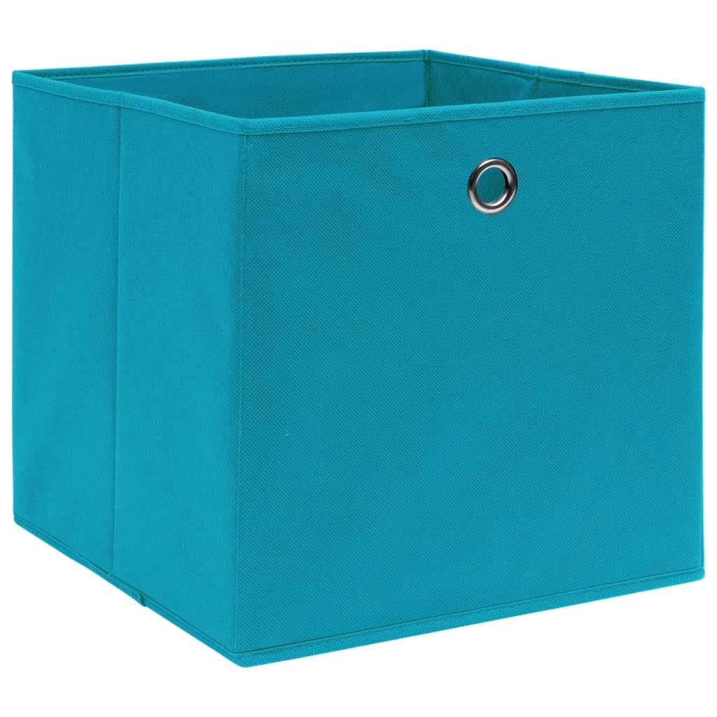 Faltbare Aufbewahrungsboxen 10 Stk Babyblau 32x32x32 cm | Aus Vliesstoff, mit Metallöse, platzsparend zusammenfaltbar, für Schrank und Regal