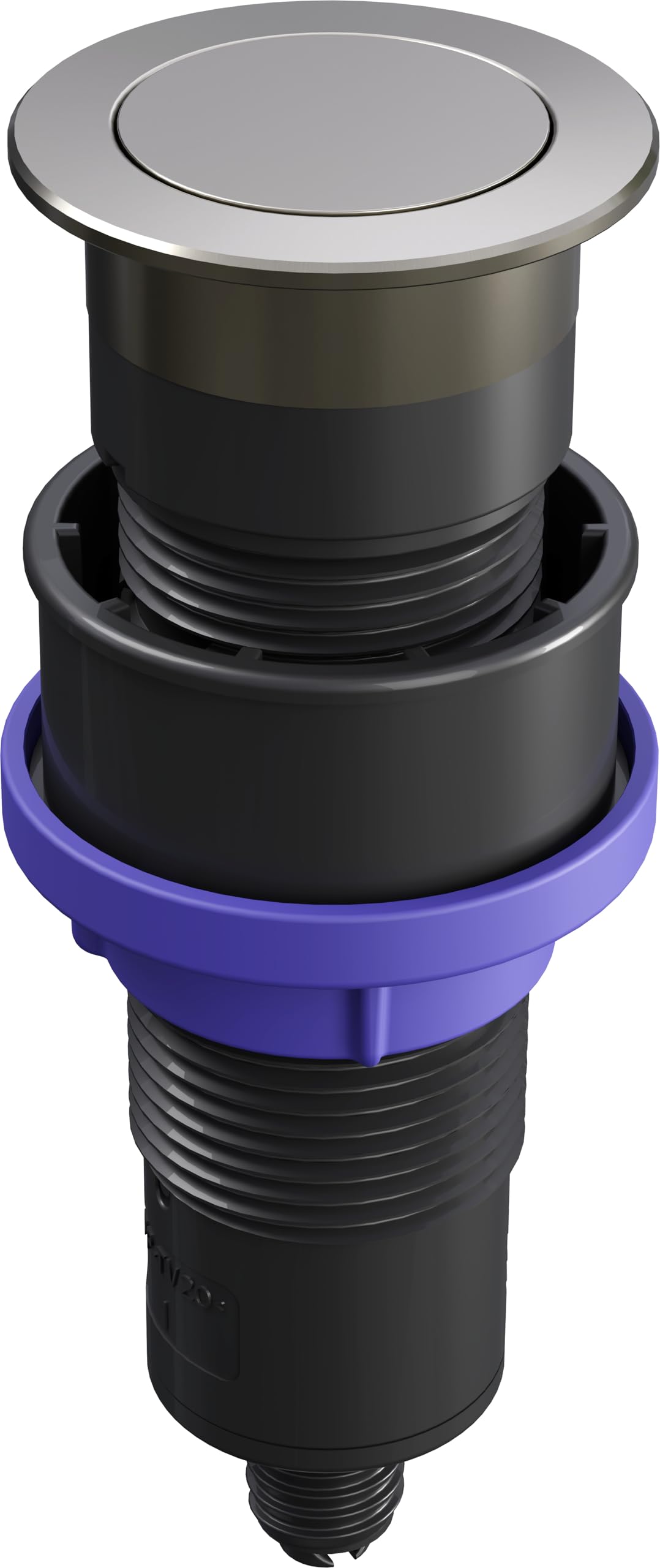 BLANCO PushControl satin platinum | Der flache Exzenter passend zu allen Spülen mit InFino Ablaufsystem | Einfache Push-Bedienung | Leichte Reinigung | Erforderlicher Bohrdurchmesser: 35 mm