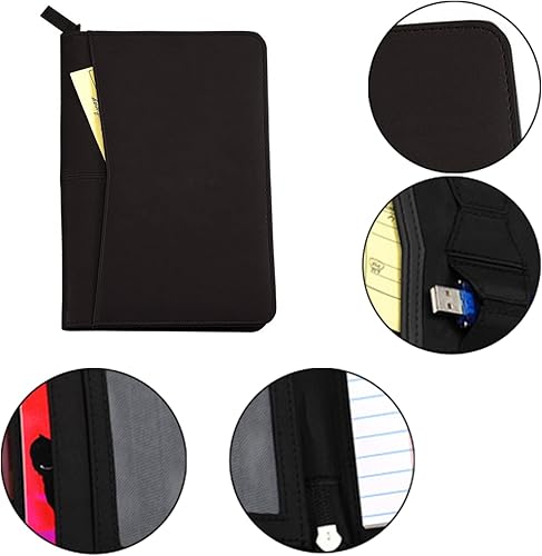 Miniatura 4 de Junior Business Padfolio - Carpeta A5 de piel sintética y carpeta con cremallera con bloc de escritura de 5 x 8 pulgadas y bolsillo interior de