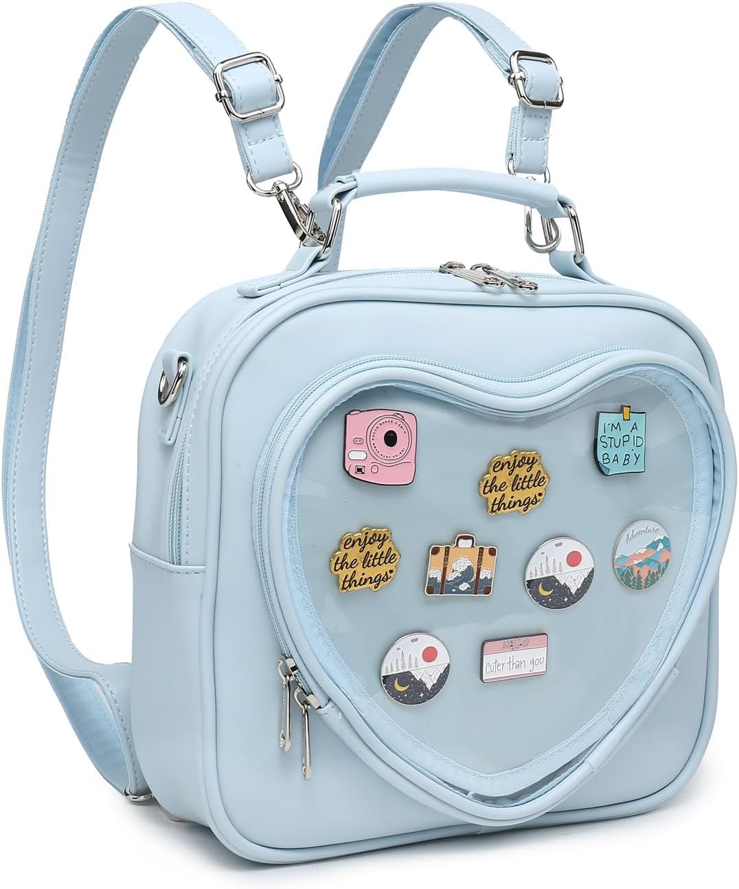 CHERRY SAUCE Dopamine Color Ita Bag Multi-Purpose Backpack Crossbody Satchel Heart Purse Kawaii Pin Display - Image 3