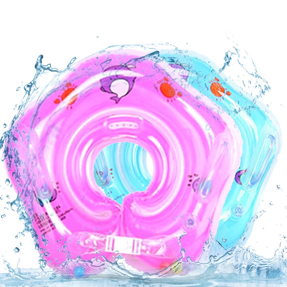 HATFRYF Animal Pool Inflatables Swimming Rings Set, 2PCS PVC Inflatable Pool Floats, Cute Cartoon Swimming Ring, Summer Water Fun Beach Party Pool Toy for Kids Blue and Pink, Gift for Boys Girls