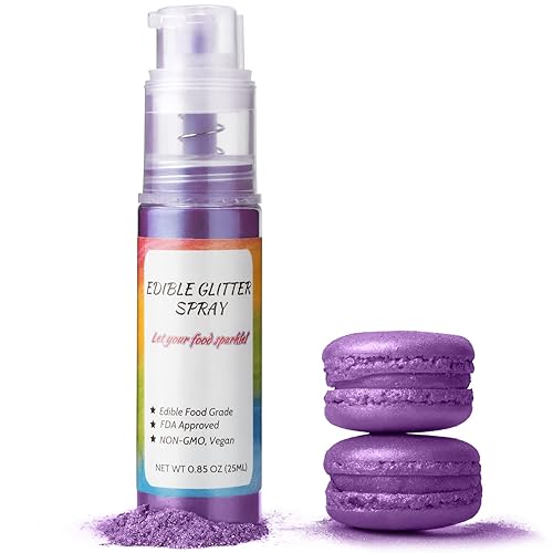 Miniatura 7 de Spray comestible con purpurina, polvo brillante de 0.35oz, colorante de grado alimenticio para postres, bebidas, cócteles y decoración de pasteles,