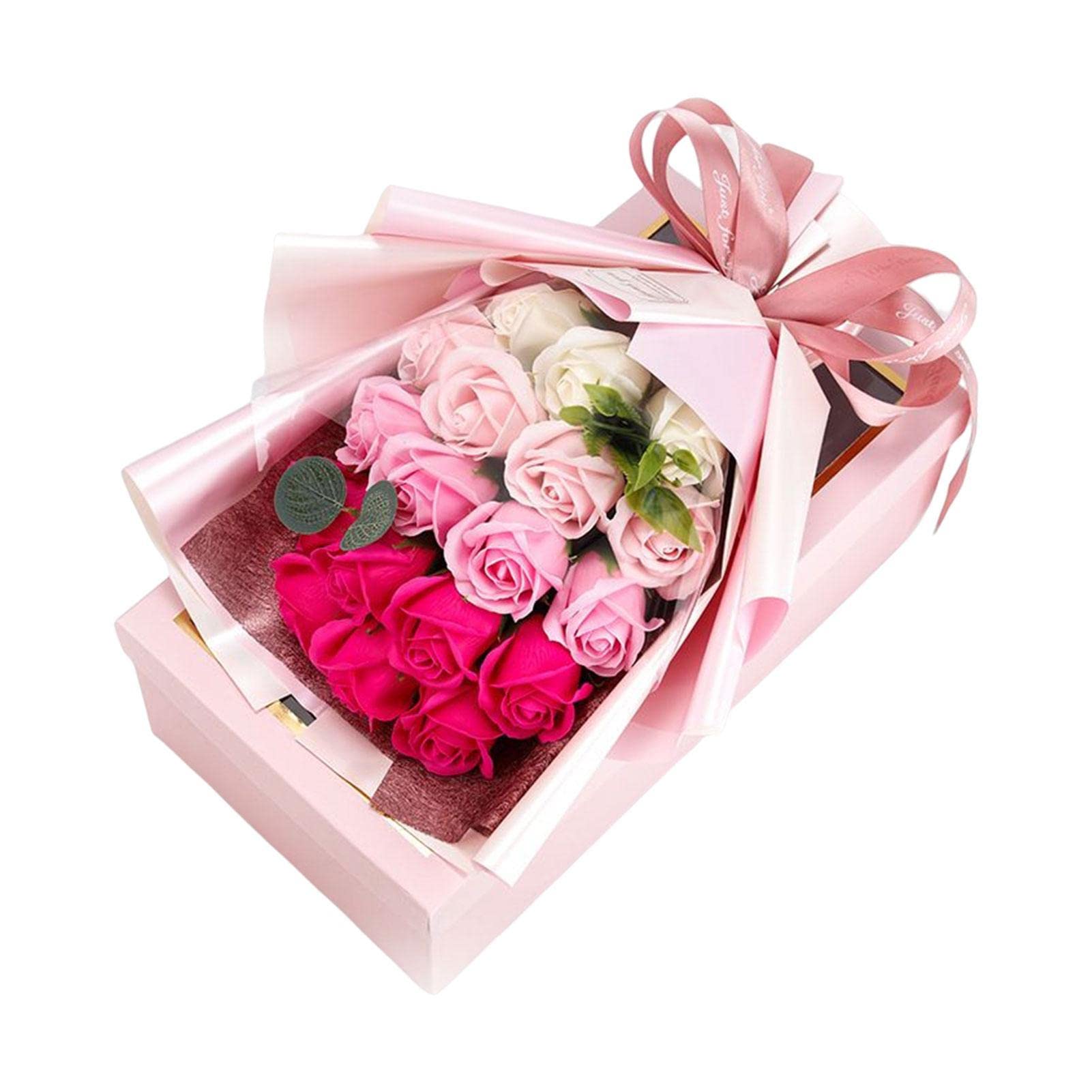 Tayste Pink Soap Flower Bouquet,Artificial Flower Bouquet - Wedding Bouquet Mother Father Gifts With Faint Fragrance For Festival Anniversary Celebration