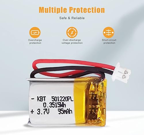 Miniatura 45 de Batería de polímero de litio KBT 3.7V 3000mAh: 105050 Reemplazo de baterías recargables de iones de litio con conector JST 2.54 para monitor