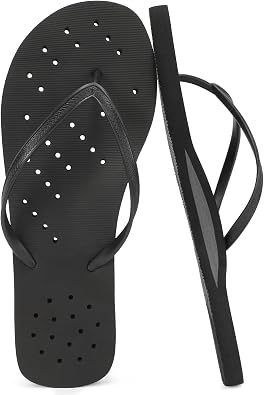STQ Shower Shoes Men Quick Dry Arch Support Flip Flops, Non Slip Mens Flip-Flop for Beach Pool College Dorm Bathroom Thong Sandals with Drain Holes