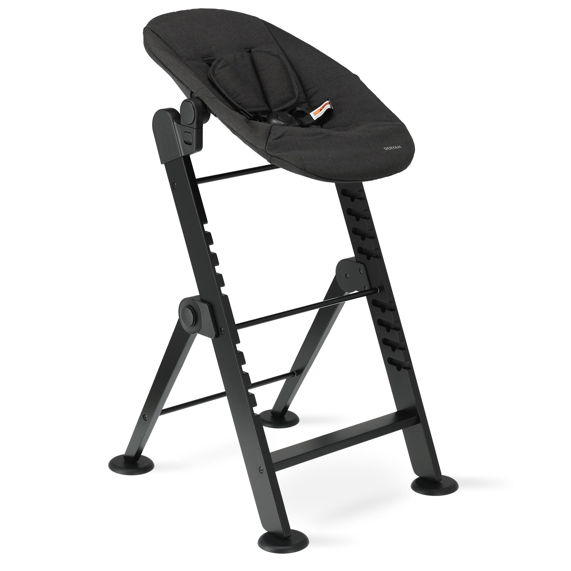 Deryan Odin Chaise Haute évolutive 3en1, Pour Bébé Ergonomique, 0 à 4 ans, Inclinable, Pliable, Avec Hauteur réglable, Repose-Pieds, Plateau Amovible, Chaise Enfant Pliable dès la Naissance, Noir