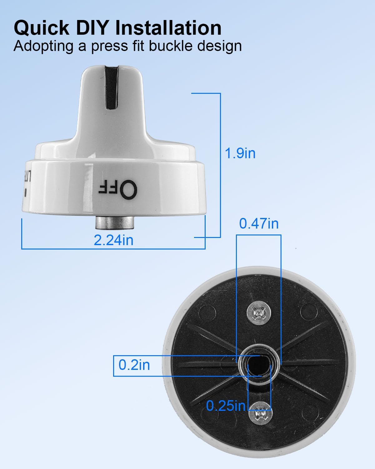 WB03X24795 Stove Knobs Compatible with GE Gas Range, Range Oven Burner Cooktop Knobs Replace KIP 5G92 222D5793, White Plastic Surface Burner Control Knobs 5 Pcs
