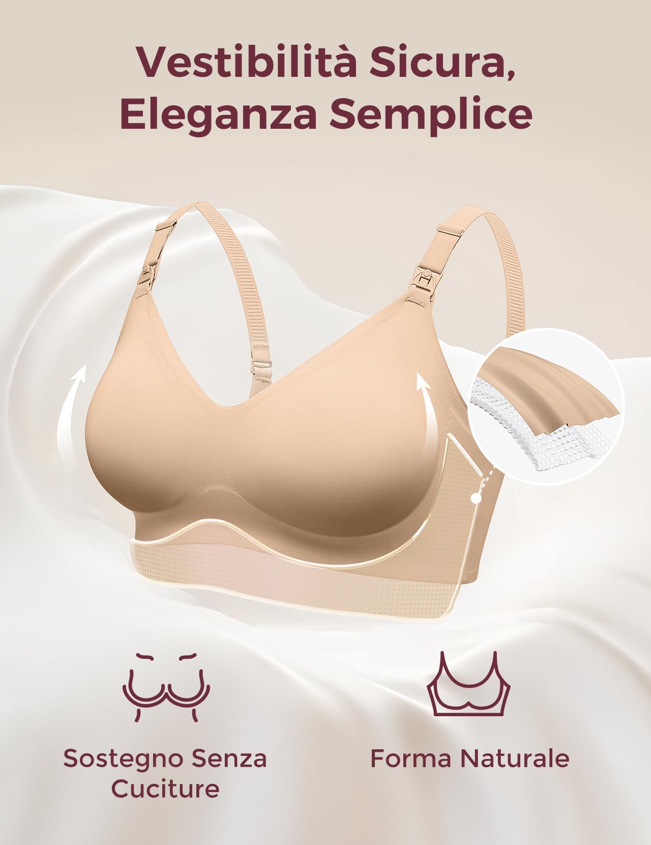 momcozy Reggiseno Allattamento, Reggiseno Senza Ferretto, Comfort Senza Cuciture, Reggiseno Allattamento Imbottito Forma Naturale, Reggiseno Gravidanza