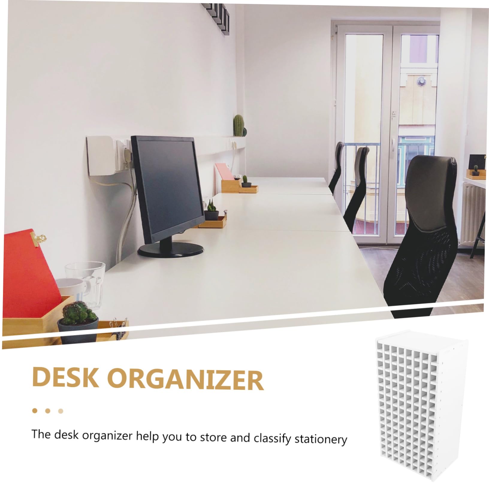 Organizzatore da Scrivania in Legno Bianco Compartimenti per Penne, per Decorazioni Scuola e Ufficio, Robusto e Funzionale per Tavolo Ufficio