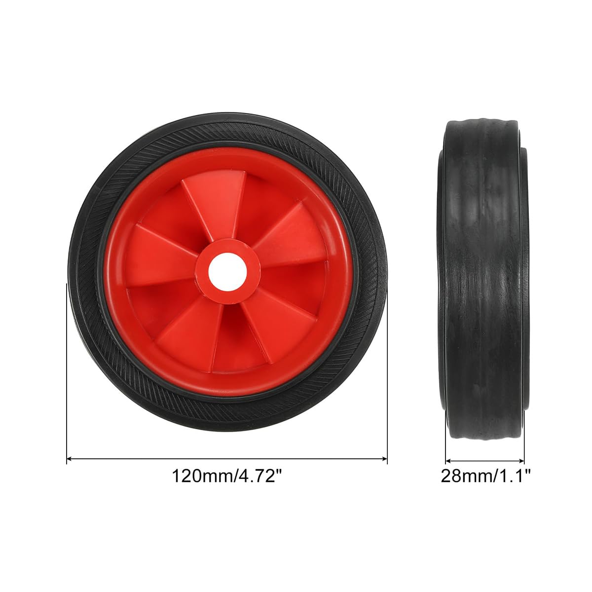 Ludom Ruedas de compresor de aire de 6", 2 piezas de repuesto universales con orificio de 13 mm de diámetro para facilitar la movilidad, color rojo