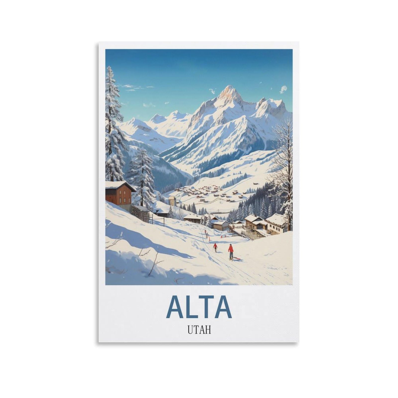 EZMLFA DIY Diamond Painting,Alta City Utah Ski 5D Landscape Diamond Painting Kits for Adult, Gem Art Crystal Art Kits for Adults, for Home Wall 40x40cm