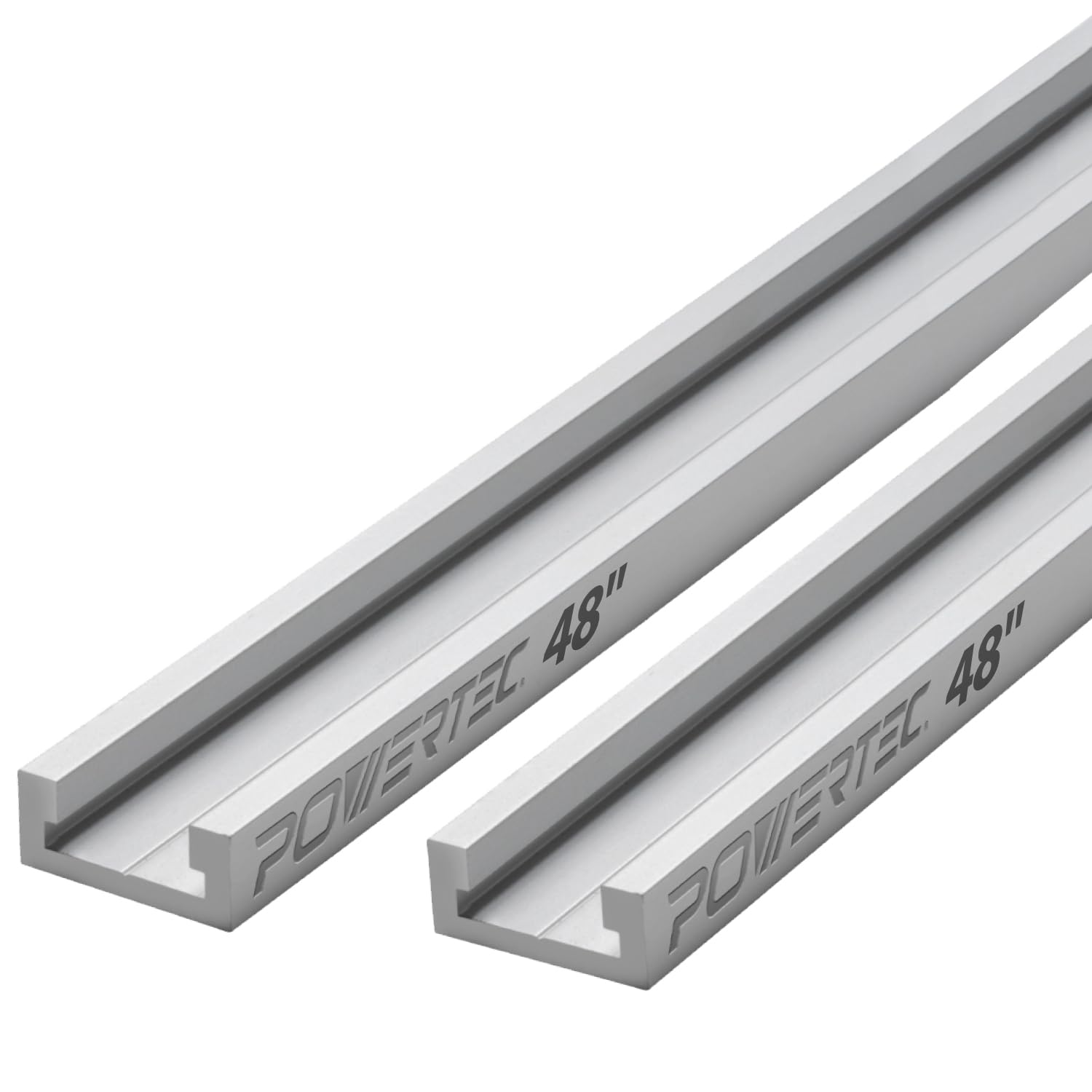 POWERTEC 71167-P2 Aluminum Miter T-Track, 48-Inch, 2PK