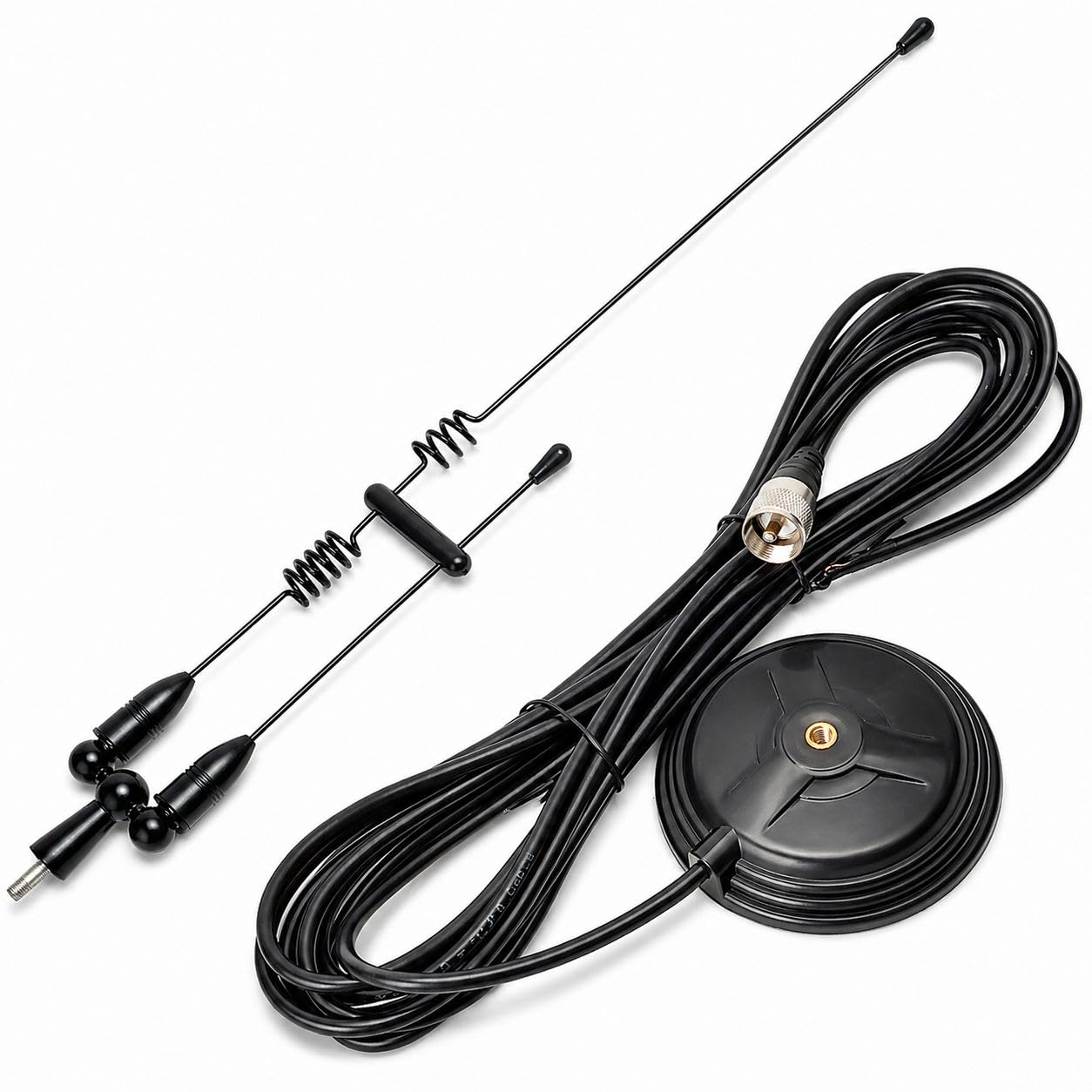 Antenna mobile Dual Band da 43,7 cm per radio amatoriale da 2 m/70 cm, VHF/UHF 144/430 MHz, antenna a base magnetica con cavo RG58 da 4 m, spina PL259, compatibile con Yaesu Icom Kenwood ecc