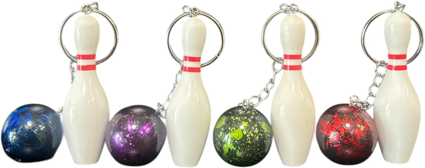 [シトロニティー] Citornity ボウリング キーホルダー 4個セット ミニ リアルデザイン カラフル ピン ボール キーリング付き 軽量 おしゃれ 部活 記念品 プレゼント ノベルティ
