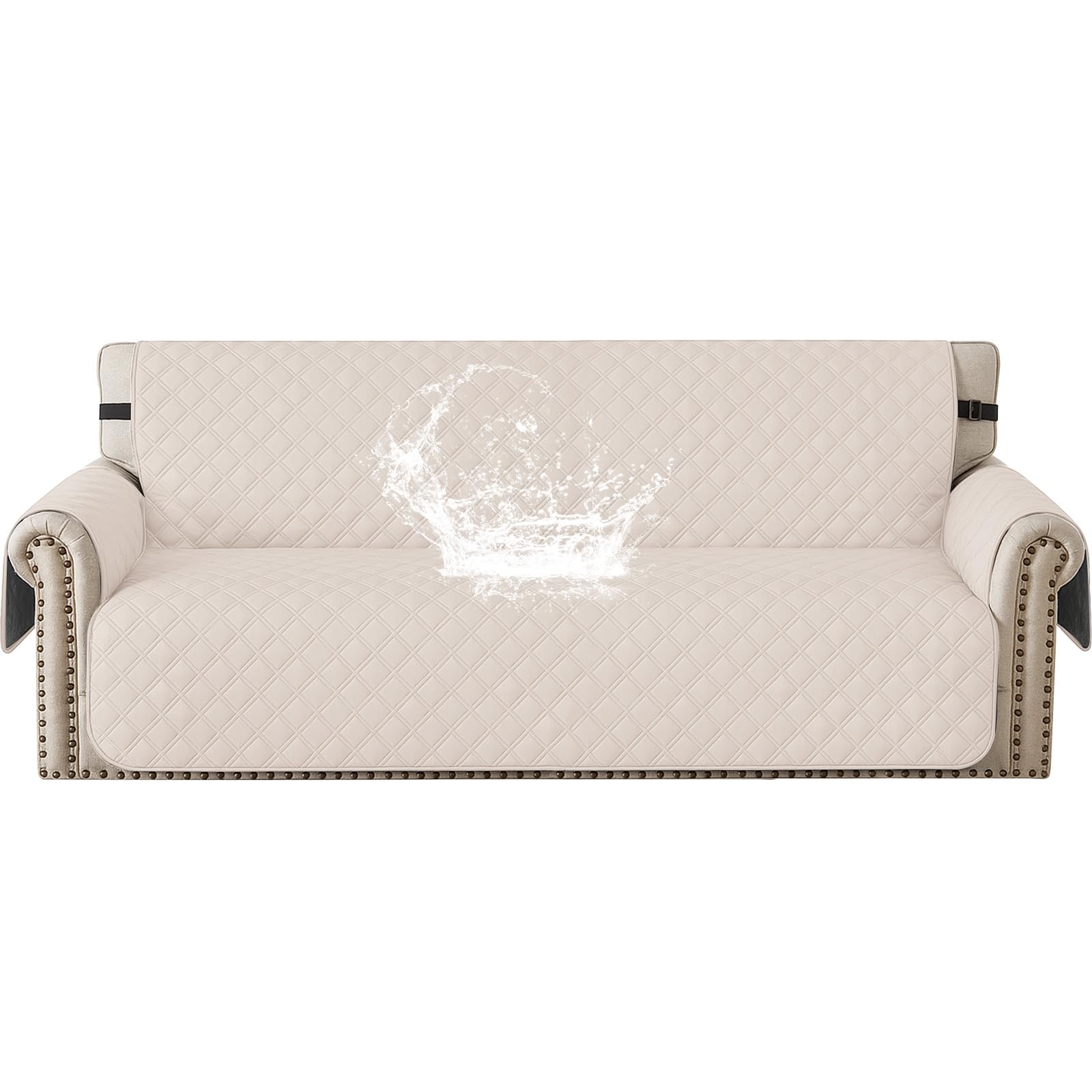 YSTELLAA 100% Impermeable Funda Sofá 3 Plazas, Funda Sofa Anti Gatos Y Perro Mascotas Verano, Sofa Cover Antideslizante Antimanchas Lavable, Beige Global Recycled Standard Global Recycled Standard Global Recycled Standard