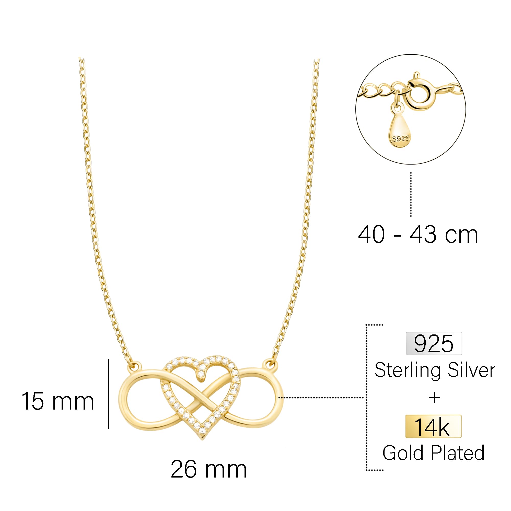 Sofia Milani - Collar para Mujeres en Plata de Ley 925 - con Circonita - Colgante de Corazón