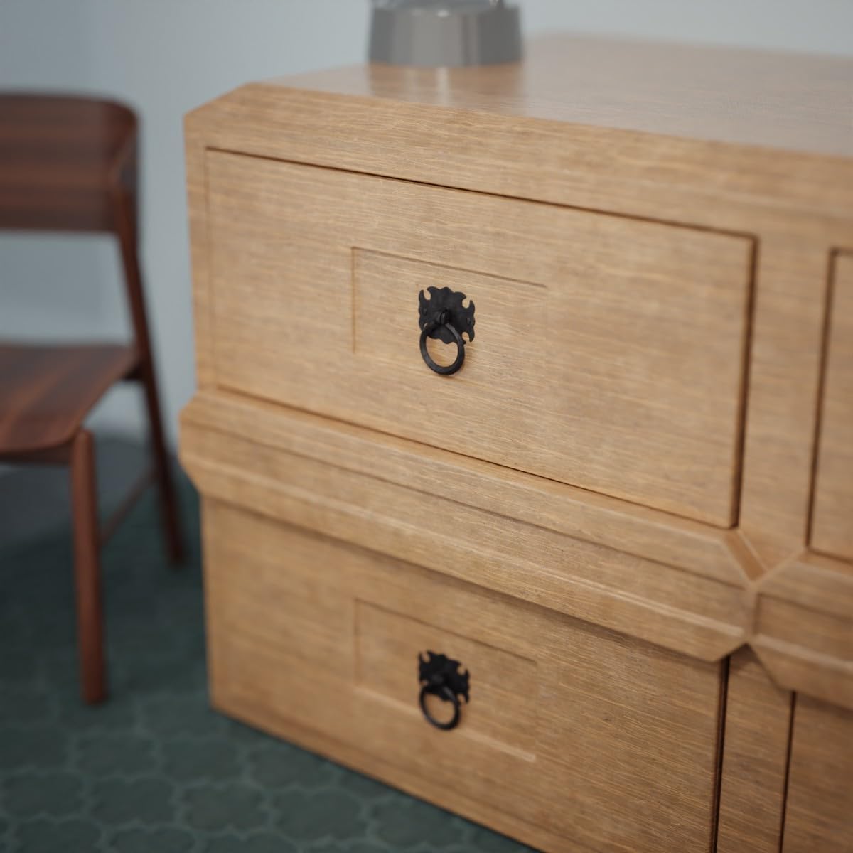 Renovators Supply Manufacturing Black Wrought Iron Cabinet Ring Pulls 2.75" W Antique Decorative Ring Swing Handles for Drawer Doors Rust Resistant Easy Install Dresser Pulls with Hardware Pack of 12