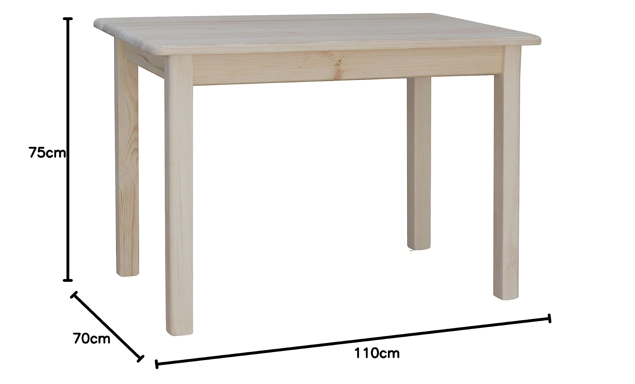 k koma Eettafel, koffietafel, restaurant, grenen tafel, massief wit, fabrikant landelijke stijl, NIEUW - onbehandeld met lade (80 x 120 cm