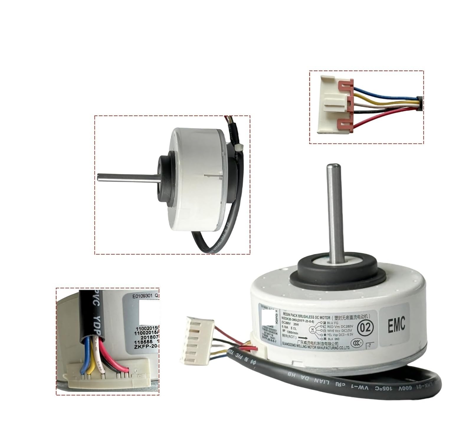 10er-Pack Klimaanlagenmotor WZDK20-38G ZKFP-20-8-6 DC Bürstenloser Lüftermotor, 20 W Inverter-Klimaanlage Bürstenloser DC-Motor