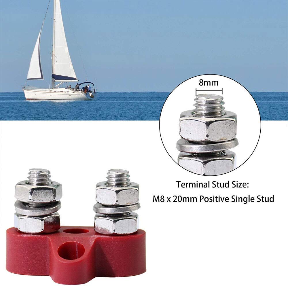Bornes, 2pack alimentation Borniers DC 48V M8 (5/16") Double robuste Terminal Stud alimentation et la jonction sol Bloc pour un sertissage précis
