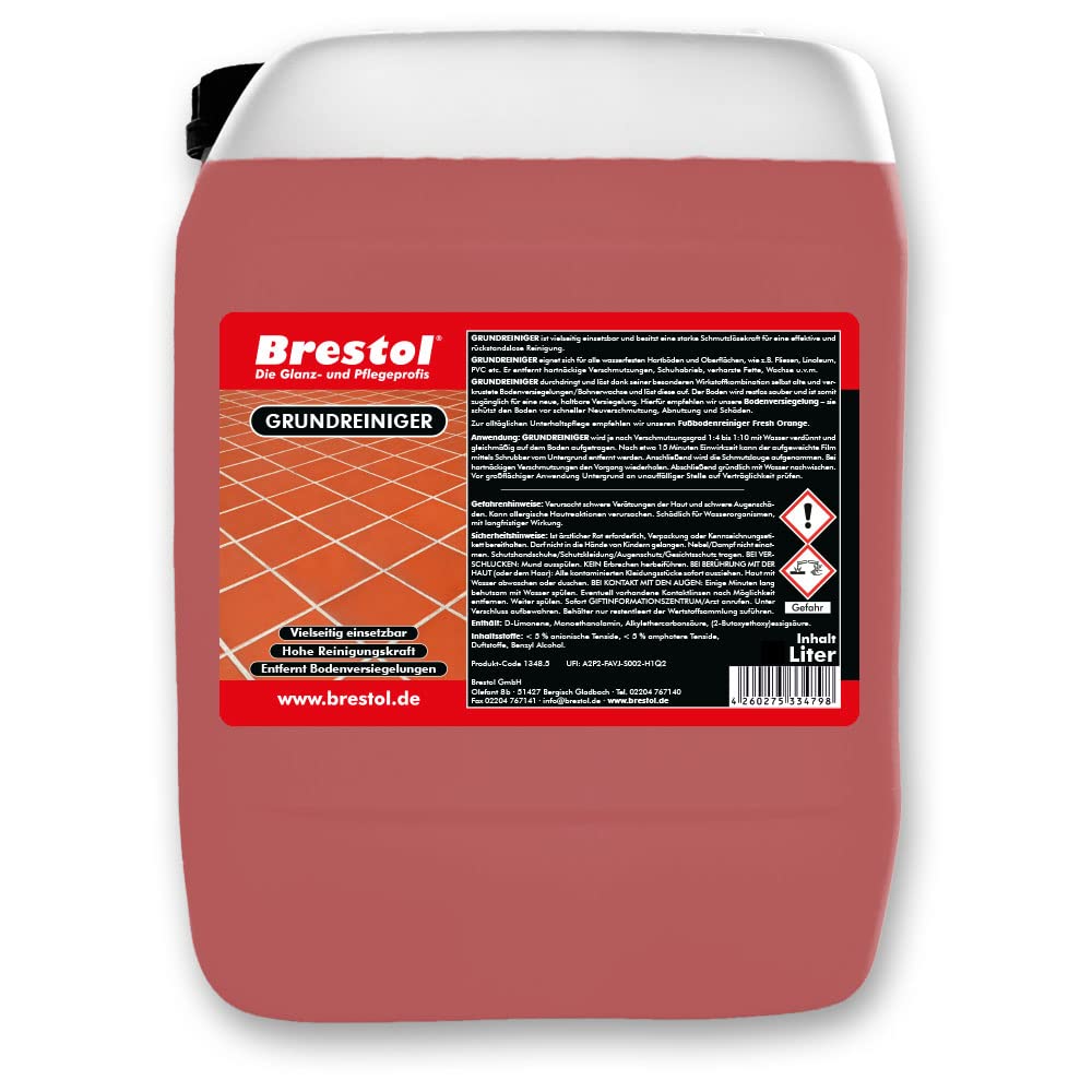 BRESTOL® Limpiador de suelo concentrado de 15 litros adecuado para todos los suelos resistentes al agua, como laminado, azulejos, azulejos, piedra natural, hormigón, parqué, PVC, linóleo, disuelve los