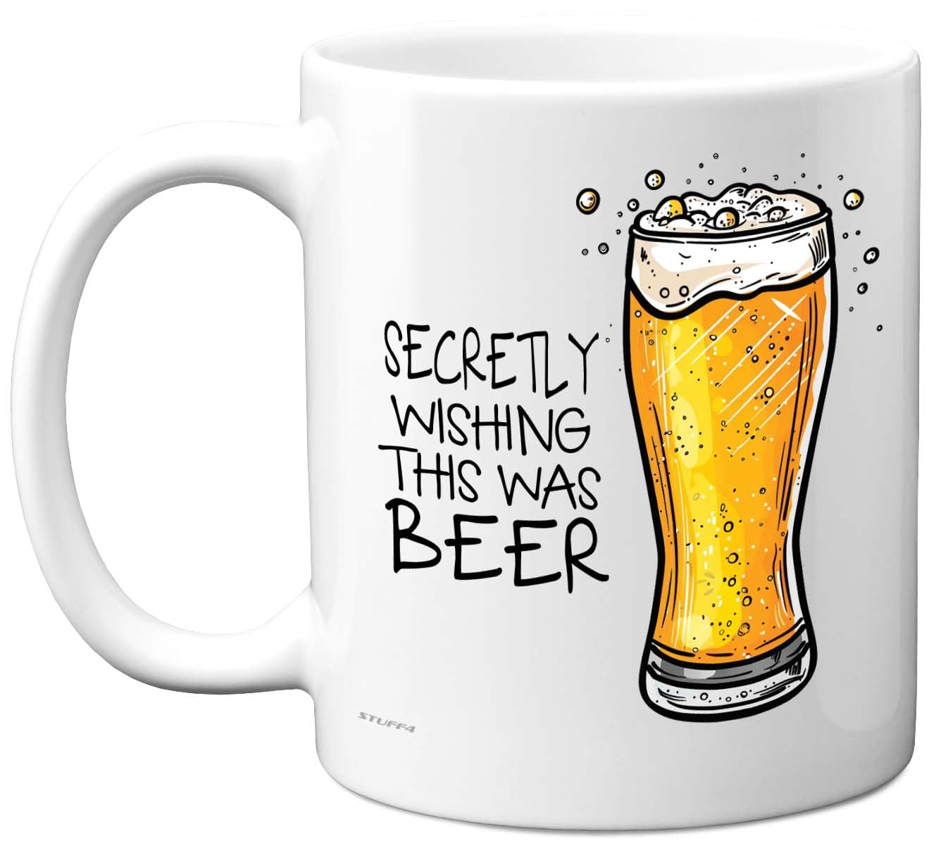 Funny Mug for Men Women - Secretly Wishing This was Beer - Funny Birthday Mugs Present Gifts for Friend Family Colleague, 11oz Ceramic Coffee Humour Joke Banter Cup