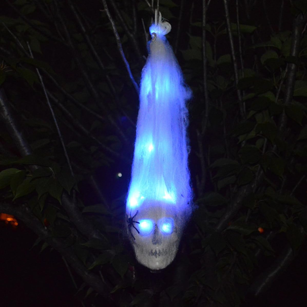 OSALADI 5 Pezzi Decorazione Halloween Scheletro Luminoso da Appendere in Plastico e Tessuto, Addobbo Teschio Luce per Stufa e Festa di Halloween