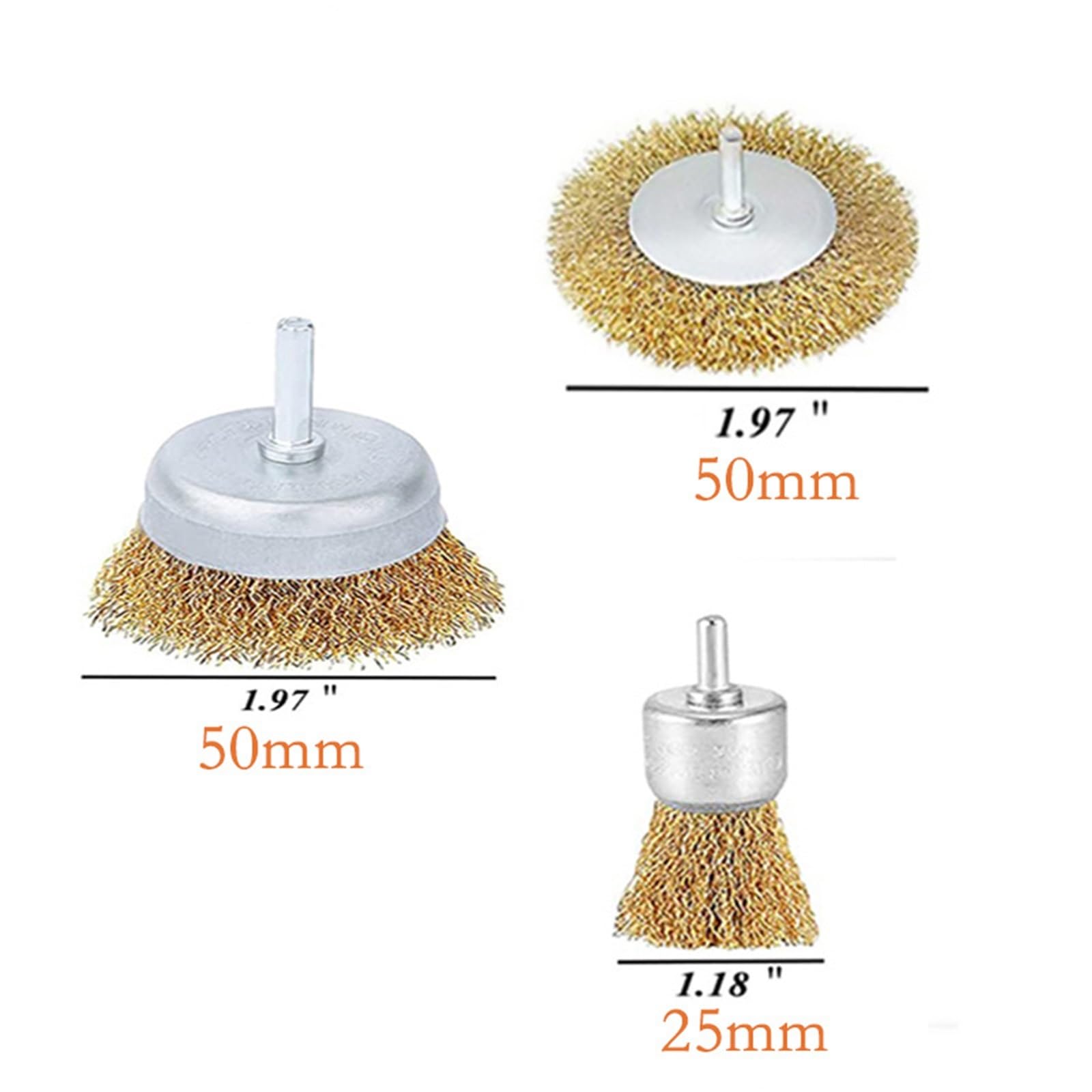 Nasadki szczotkowe do wiertarek, Metalowa ścierna szczotka garnkowa, złota, grubo karbowana, trzpień 1/4 cala, 3 lub 10 sztuk do wiertarki(Gold-10pcs set)