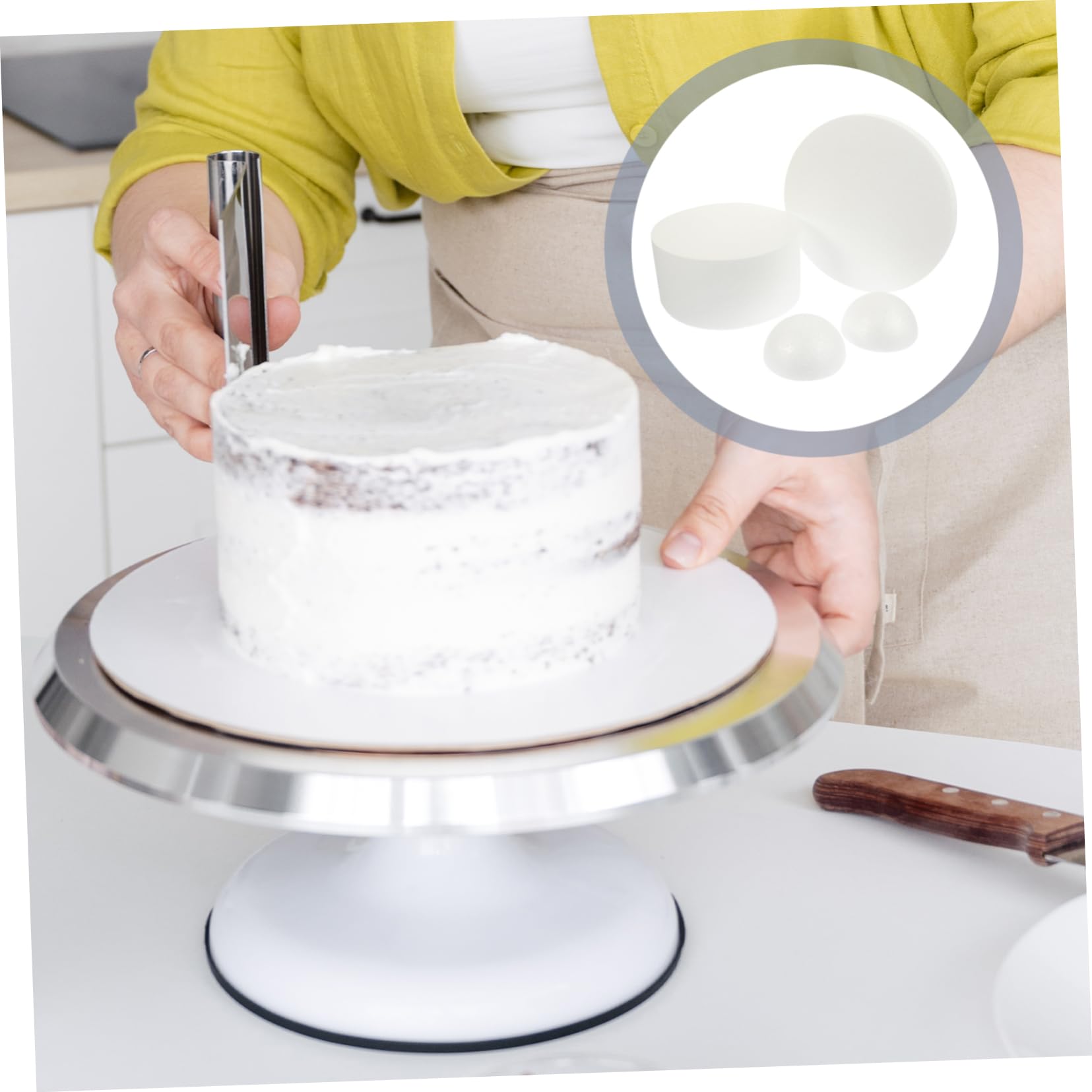 NUOBESTY 3pièces Cake Dummy Mousse Ronde Outil De Pratique pour Décoration De Gâteaux Accessoire De Boulangerie Réutilisable pour Formation Pâtisserie