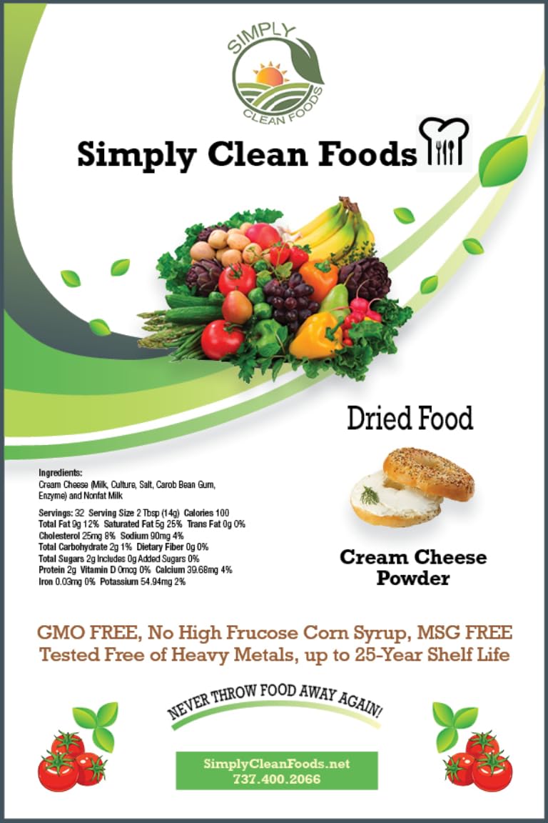 Simply Clean Foods Freeze Dried Cream Cheese - Non-GMO - Made in USA