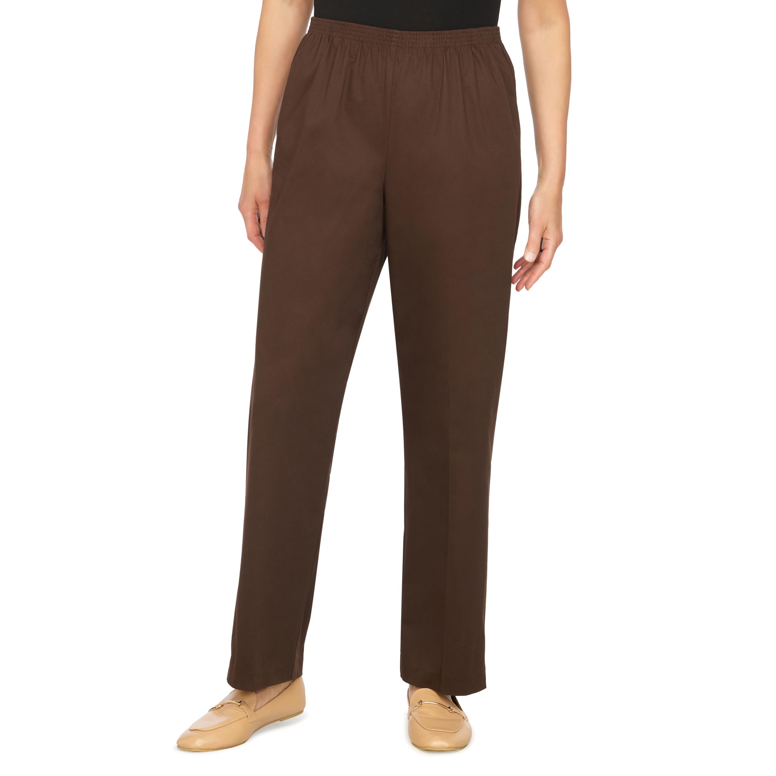 Alfred Dunner Womens Womens Plus-Size Soft Twill Mid-Rise Regular Fit Straight Leg Short Length Casual Pant