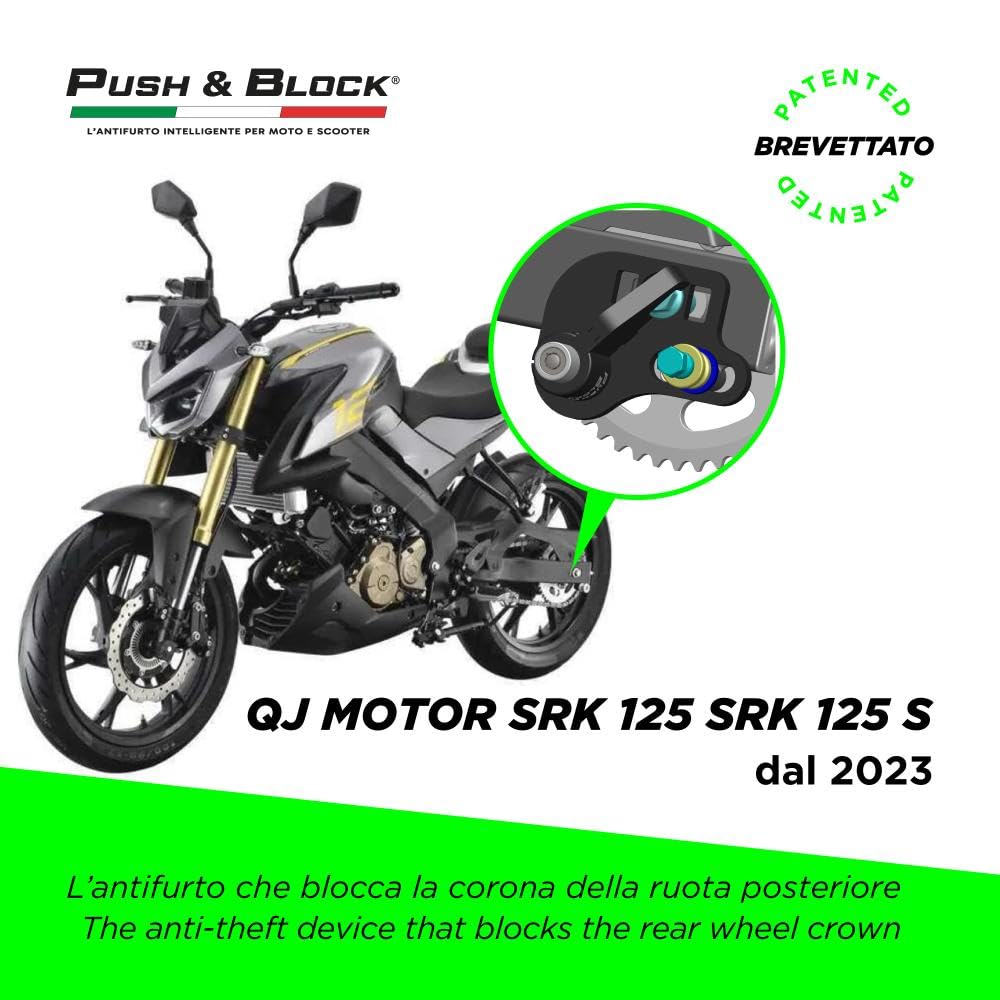 Push& Blcok Antifurto per moto compatibile con Keeway RKF 125 QJ MOTOR SRK 125