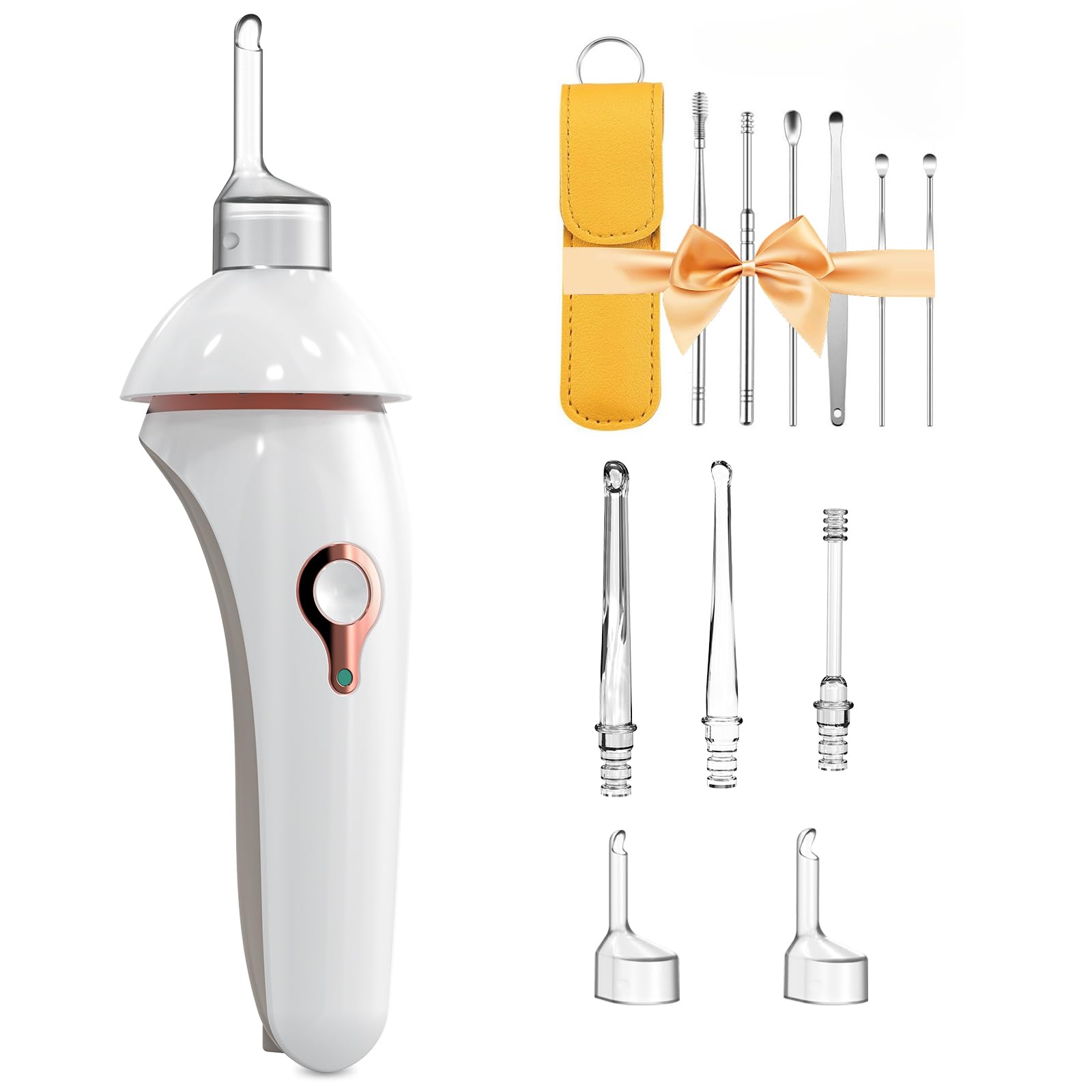 Robofun Neuheit Ohrenschmalz Sauger mit LED-Licht, Schmerzloses-Wirksames Ohrenschmalz Entferner, Geräuscharm Ohrenreiniger mit Komplett