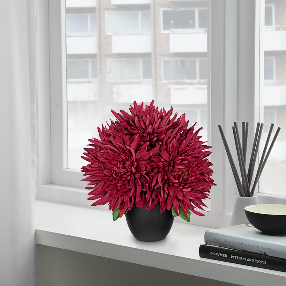 Amazon.de: Oairse 5 Kpfe Kunstblumen Chrysanthemen im Topf Dekoration  Knstliche Groe Spinnenmtter-Blumen fr die Heimdekoration, Hochzeit,  Haus ...