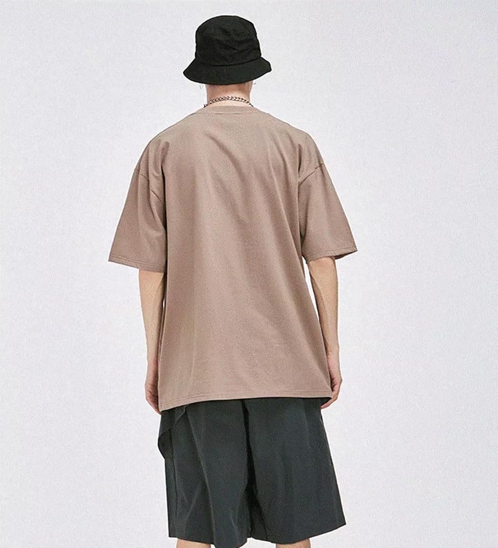 Mens Heavy T Shirt 240gsm Cotton Tee Athletic Workout Relaxed Fit Gym Shirts Oversized Tops