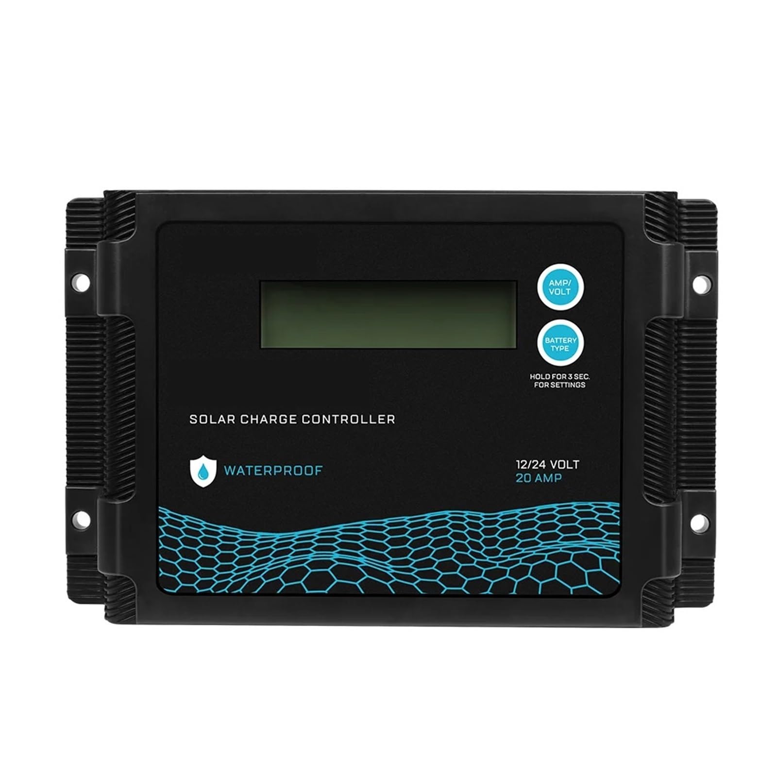 20A 12V/24V PWM Waterproof Solar Charge Controller W/ LCD Display For AGM, Gel, Flooded And Lithium Battery