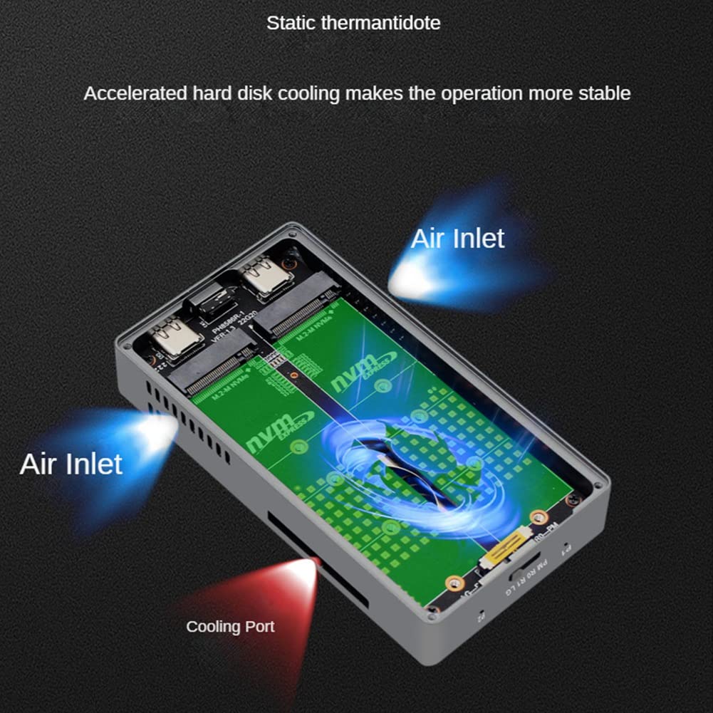 M.2 NVME SSD Dual bay M2 SSD Case Support M.2 Nvme SSD Disk per SSD Hard Disk Box Type-C USB3.2 GEN2 20 Gbps
