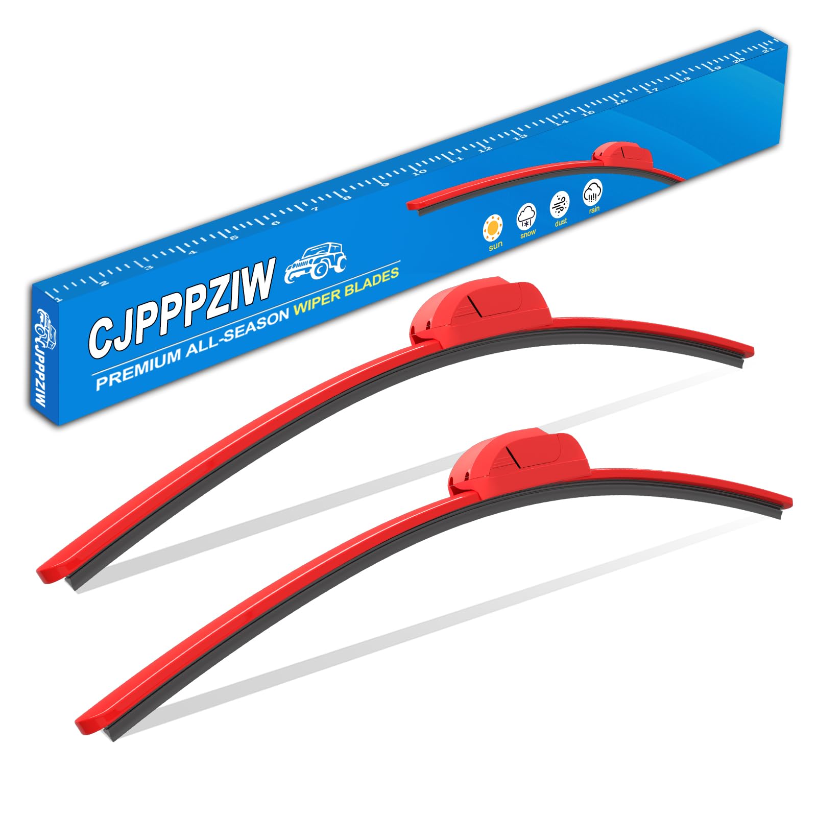 CJPPPZIW Red Wiper Blades 16 Inch Pair for Jeep