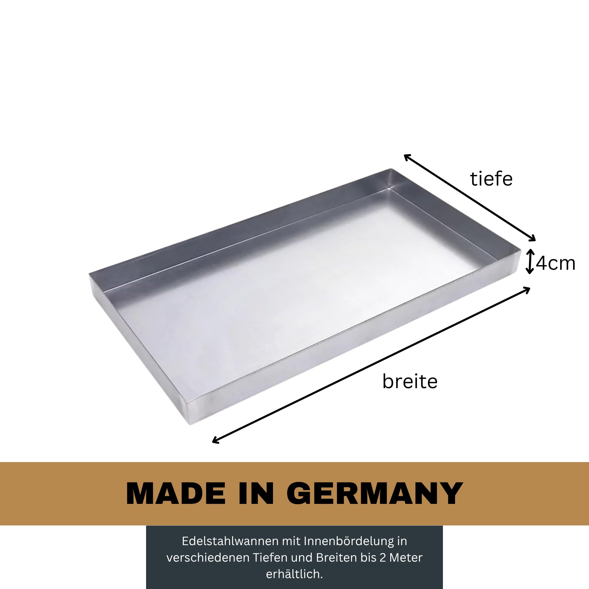 Edelstahl Fettwanne - Maße 100 x 60 cm - AISI 430 Legierung - Edelstahlwanne Gastro Auffangbehälter
