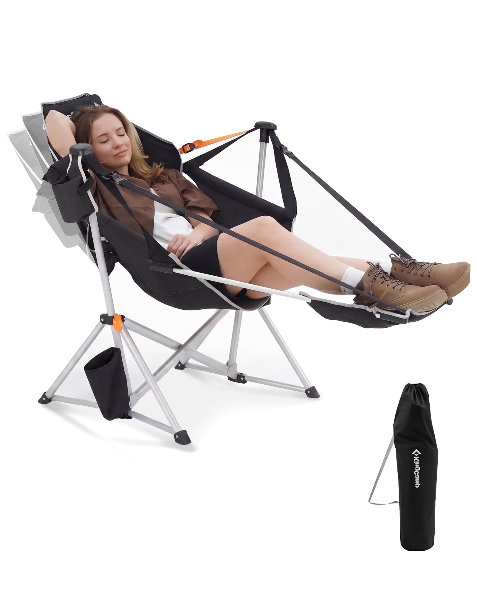 kingcamp hammock chair with footrest - heavy duty swinging rocking camping chairs for adults up to 400lbs, folding portable oversized rocker with cup holder & pillow for outdoor beach lawn rv sports