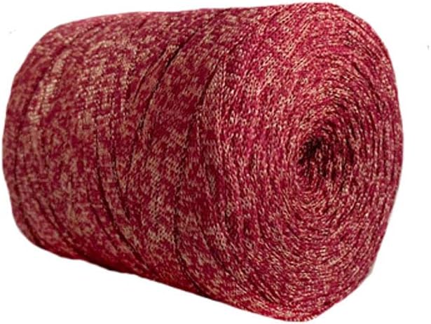 DIY Cotton T-Shirt Yarn Red&Gold Bulky Fabric Yarn Glitter Spaghetti Yarn Craft Material Crochet Tape Yarn Basket Pet Bed Bag Yarn 400g One Skein