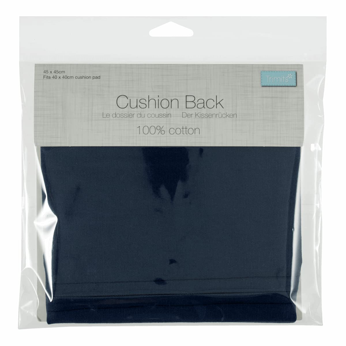 Trimits Cushion Back With Zipper: 45 x 45cm (18 x 18in): Navy