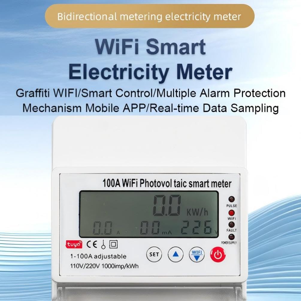 4P Monofase bidirezionale di energia elettrica Contatore di energia kWh Contatore WIFI Telecomando intelligente di energia elettrica Wattmetro 110/220 V 100A