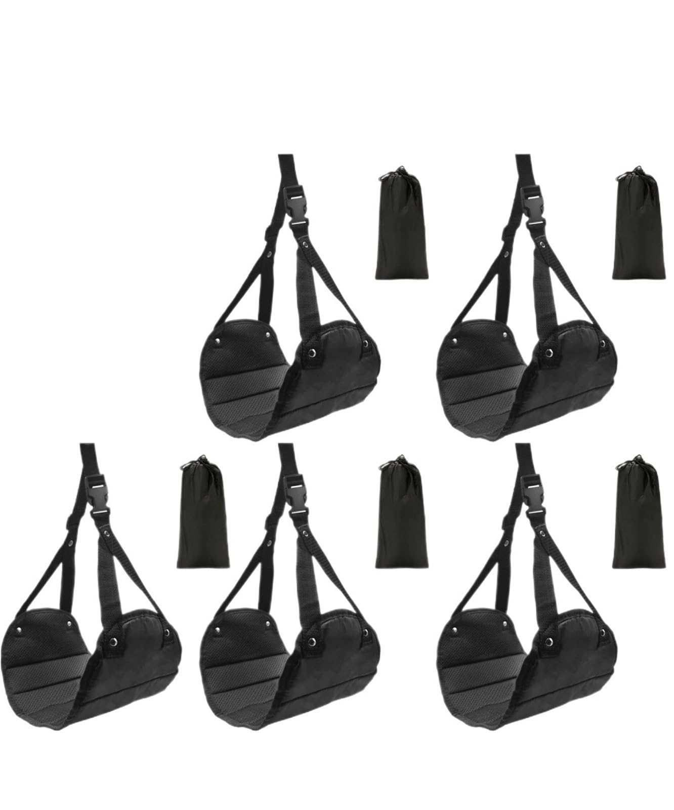 Poggiapiedi Per Aereo 1/3/5PCS Amaca Sospensione Gamba Regolabile Auto Da Viaggio Ufficio Cinghia Aereo Poggiapiedi Mobili Giardino(Black-5Pcs)