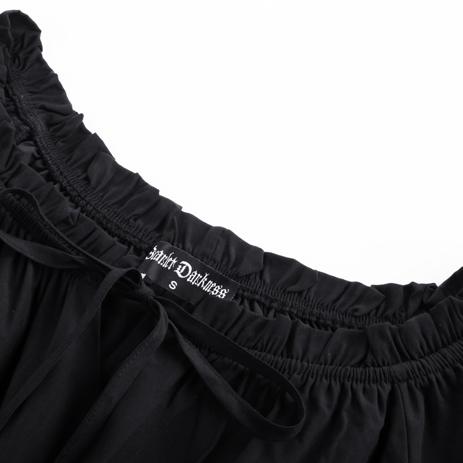 SCARLET DARKNESS Damen Renaissance Trachtenbluse Mittelalter Schulterfrei Rüschenbluse