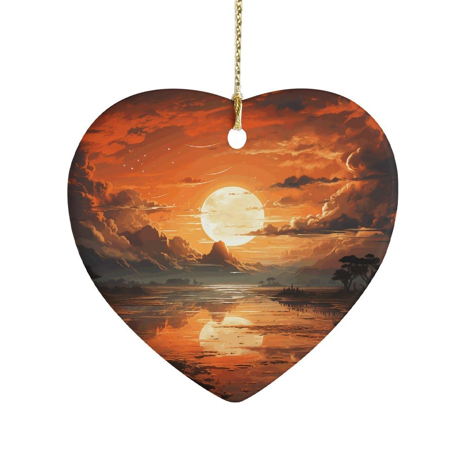 Fekiloot Style Orange Sky Ceramic Ornament Home Decor Keepsake