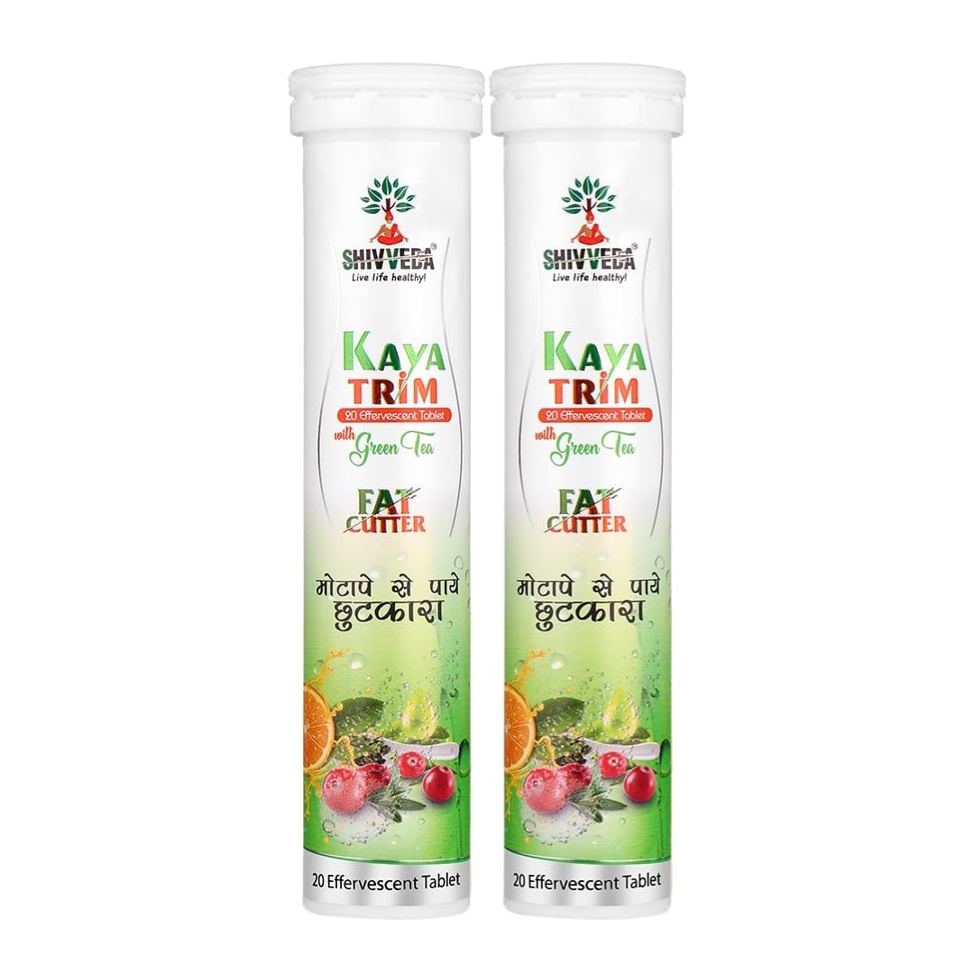 Shivveda Kaya Trim Effervescent Tablets | Ayurvedic Formula for Weight Management, Detox & Slimming | 40 Tablets | Herbal Health Supplement (Pack of 2)