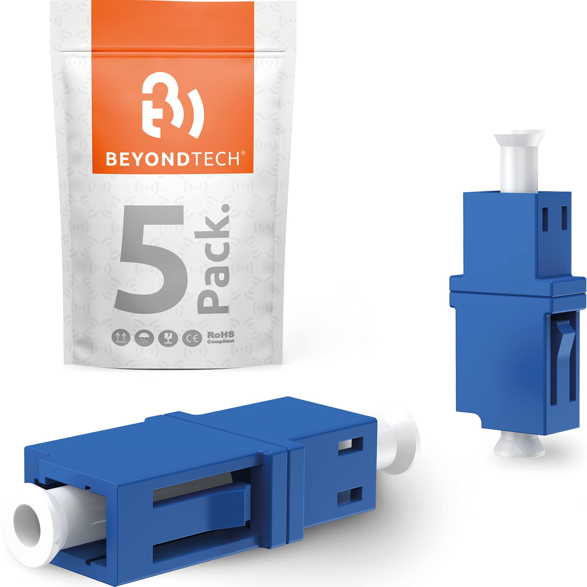 BEYONDTECH LC to LC Fiber Optic Coupler – Single Mode UPC Simplex Adapter – Female to Female Extender for LAN, SAN, WAN, FTTH Networks – Fiber